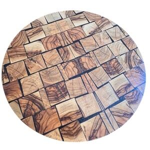 Unbranded 9 1/4" Round Cutting Board Checkers Design Pre-owned